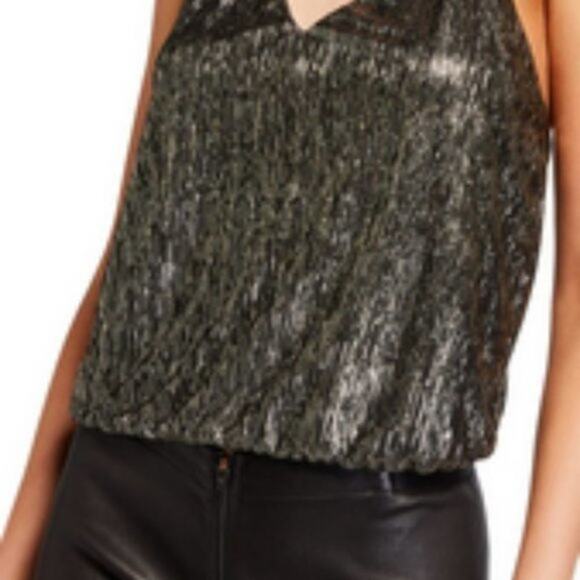 Alice + Olivia Fern metallic jersey halter neck top L - Picture 10 of 12
